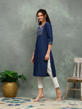 Printed Denim Kurta